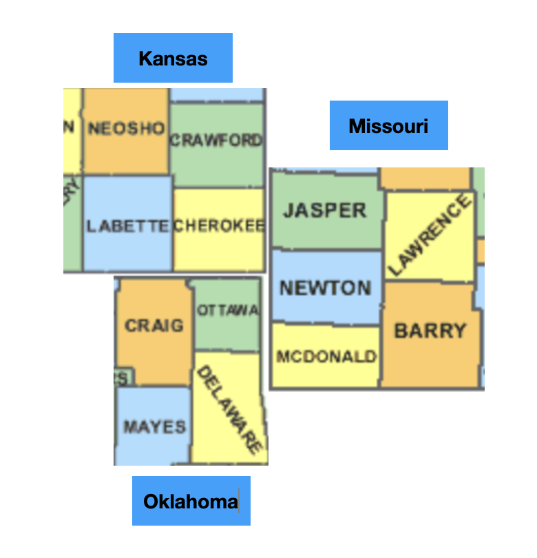 Surrounding counties map