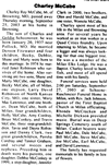 Charley McCabe Obituary; click to view larger image.