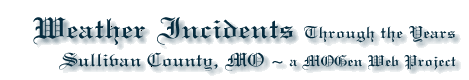 Weather Incidents Through the Years for Sullivan County Missouri Genealogy (MOGen) Web Project.